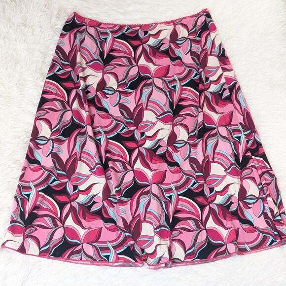 Y2K Vintage Wrapper Jersey Knit Abstract Floral Print Skirt Pink and Black M - Picture 11 of 11